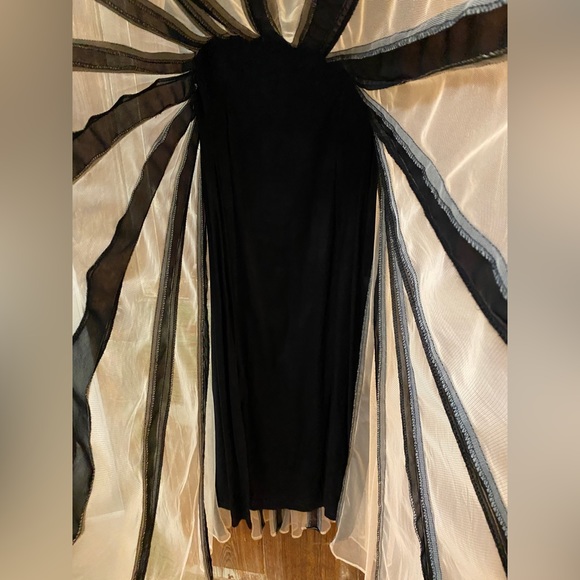 Black and Ivory Mesh Striped Dress - Picture 5 of 8